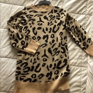 Leopard print sweater dress